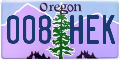 OR license plate 008HEK