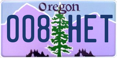 OR license plate 008HET