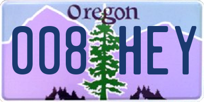 OR license plate 008HEY