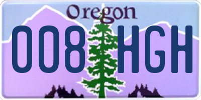 OR license plate 008HGH