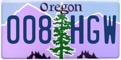OR license plate 008HGW