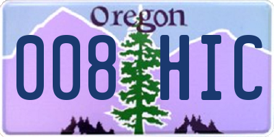 OR license plate 008HIC