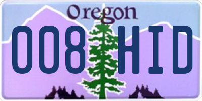 OR license plate 008HID