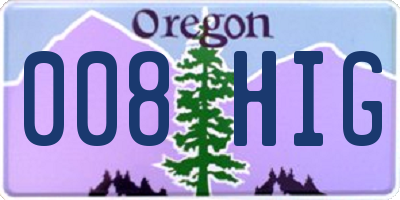 OR license plate 008HIG
