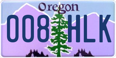 OR license plate 008HLK
