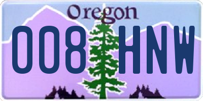OR license plate 008HNW