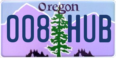 OR license plate 008HUB