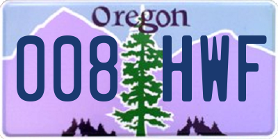 OR license plate 008HWF