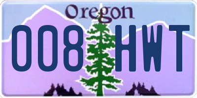 OR license plate 008HWT