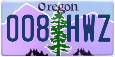 OR license plate 008HWZ