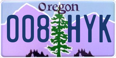 OR license plate 008HYK