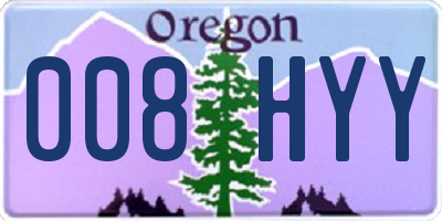 OR license plate 008HYY