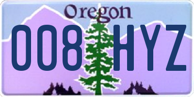 OR license plate 008HYZ