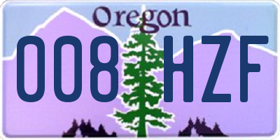 OR license plate 008HZF