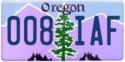 OR license plate 008IAF