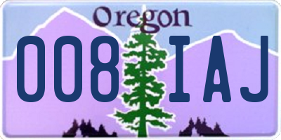OR license plate 008IAJ