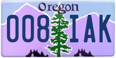OR license plate 008IAK