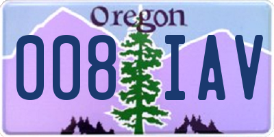 OR license plate 008IAV