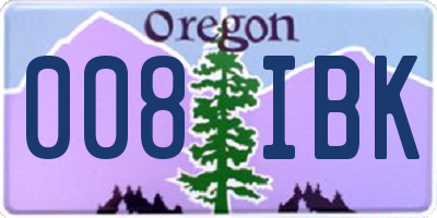 OR license plate 008IBK
