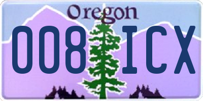 OR license plate 008ICX