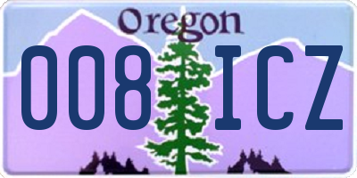 OR license plate 008ICZ