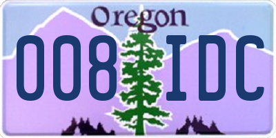 OR license plate 008IDC