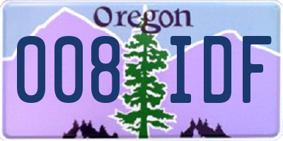OR license plate 008IDF