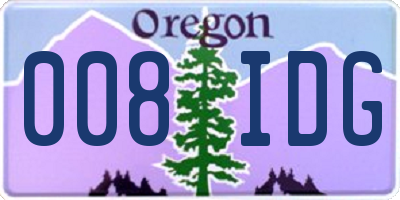 OR license plate 008IDG