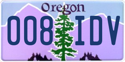 OR license plate 008IDV