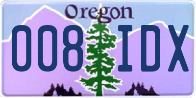 OR license plate 008IDX