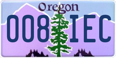 OR license plate 008IEC