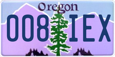 OR license plate 008IEX