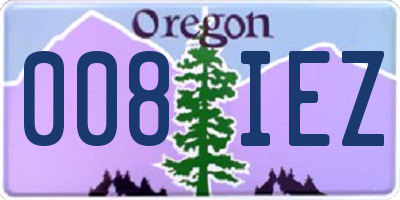 OR license plate 008IEZ