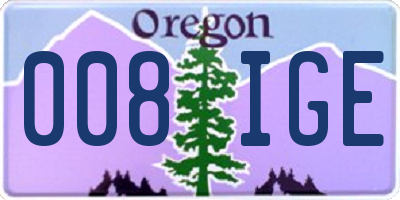 OR license plate 008IGE