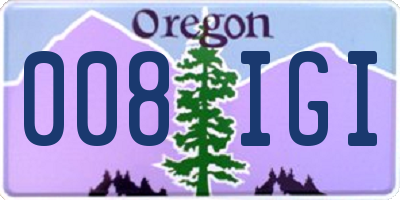 OR license plate 008IGI