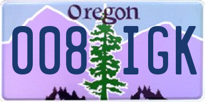 OR license plate 008IGK
