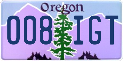 OR license plate 008IGT