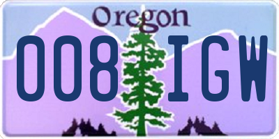 OR license plate 008IGW