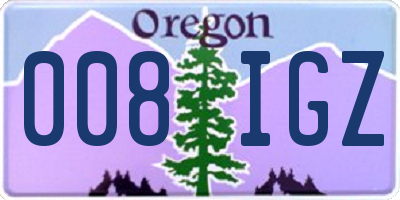 OR license plate 008IGZ