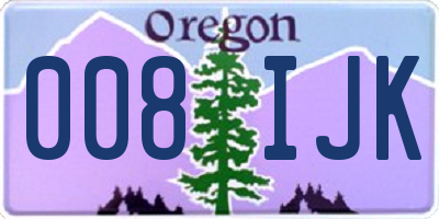 OR license plate 008IJK