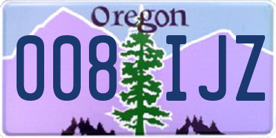 OR license plate 008IJZ