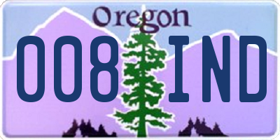 OR license plate 008IND