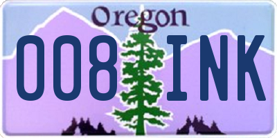 OR license plate 008INK