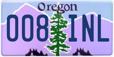OR license plate 008INL