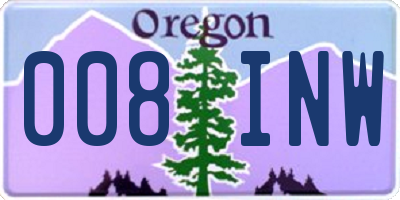 OR license plate 008INW