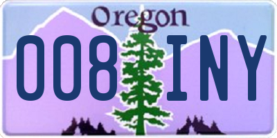 OR license plate 008INY