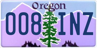OR license plate 008INZ