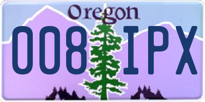 OR license plate 008IPX