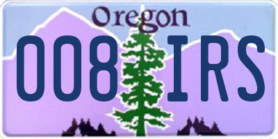 OR license plate 008IRS