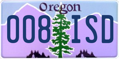 OR license plate 008ISD